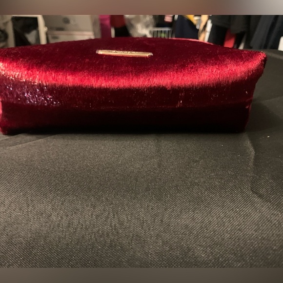 BVLGARI cosmetic or travel bag in a crimson red and gold hardware. NWOT - Picture 2 of 12